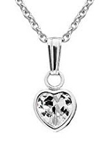 captivating teeny-tiny silver heart April birthstone baby necklace